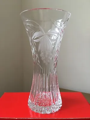 £19.99 • Buy Royal Brierley Fuschia 8  Waisted Crystal Vase Signed With Box Excellent Cond.