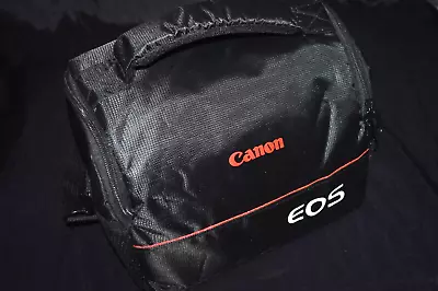 Canon EOS Black Nylon Camera Bag Shoulder & Waist Straps + Cover • $44.99