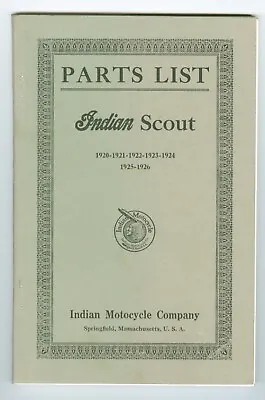 1920-1926 Parts List For Indian Scout Motorcycle - Reproduction • $78.36