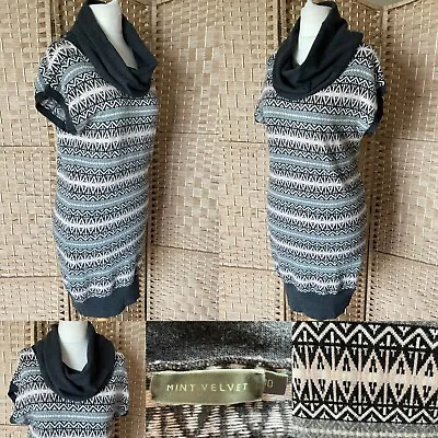 MINT VELVET Grey Pink FAIR ISLE Knit JUMPER Dress UK 10 L36” LAYERING Arty • £14.99