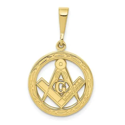 Real 10kt Yellow Gold Polished And Textured Masonic Symbol Pendant • $154.08