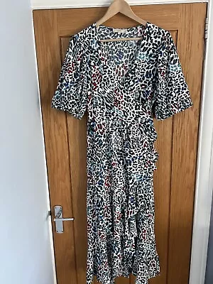 Next Animal Print Maxi Wrap Dress Size 12 Gauzy Cheesecloth Material • £15