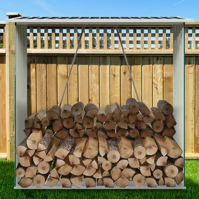 Green Galvanize Outdoor Log Store Stack Holder Firewood Rack Garden Storage Shed • £72.99