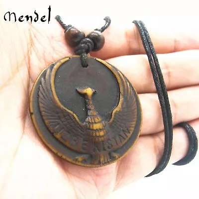 MENDEL Vintage Mens Womens Uzbekistan Hawk Eagle Pendant Necklace Rope Jewelry • $12.99