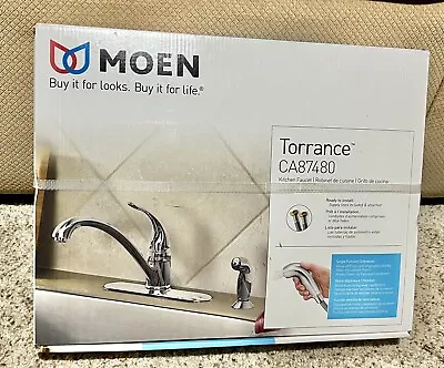 NEW MOEN Torrance Low-Arc Single-Handle Kitchen Faucet + Side Sprayer CA87480 • $79.89