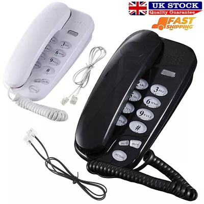 Compact Wired Telephone Wall Mounted Tabletop Home Office Corded Phone Landline • £9.59