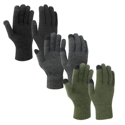 Evridwear Mens Thermal Winter TouchScreen Gloves Acrylic Gloves 3 Pairs • $17.99