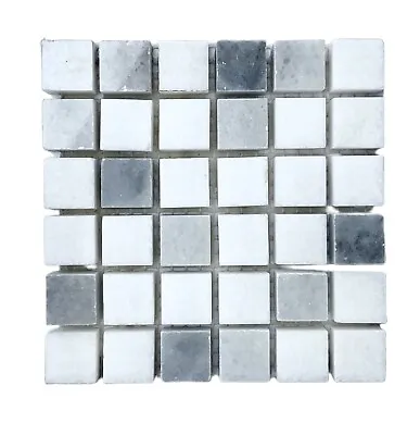 5/8  X 5/8  White Light And Gray Marble Mix Collection Mosaic On 4x4 Mesh-mount • $6.99