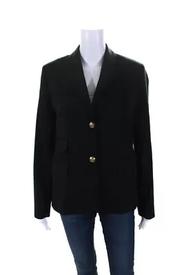 J Crew Womens Wool Buttoned Collared Darted Long Sleeve Blazer Navy Size 8 • $42.69