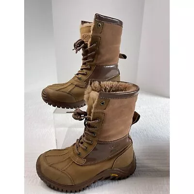 UGG Womens 5.5 Leather Adirondack II Winter Snow Boots Waterproof Brown Hazelnut • $65