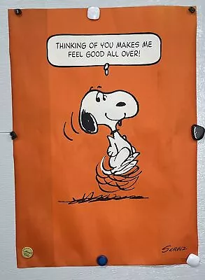 🔥VTG Orange Peanuts Dancing Snoopy Wall Poster Hallmark/Springbok NICE! • $99.99