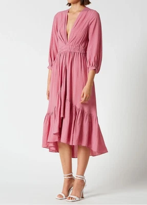 $113 • Buy Scanlan Theodore Gingham Ruffle Dress Raspberry Size 6