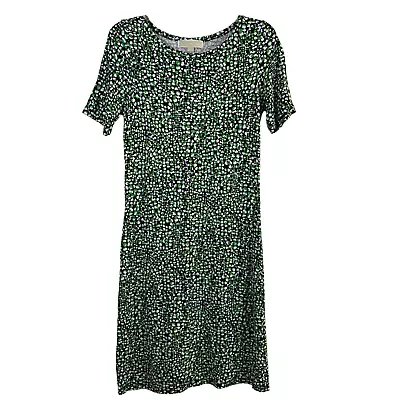 MICHAEL Michael Kors Green/Black/White Printed Short Sleeve Midi Dress Size XS • $10.49