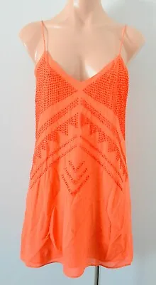  Ixiah Top Womens Size 8 Orange Beaded Camisole Blouse • $22