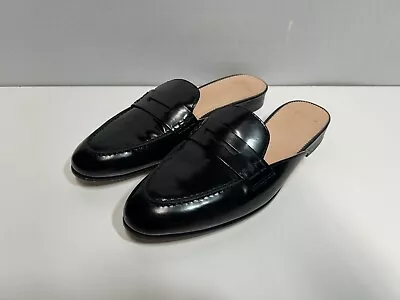 J.Crew Academy Penny Loafer Mule Slip-on Black Leather Women’s Size 8.5 • $53.80