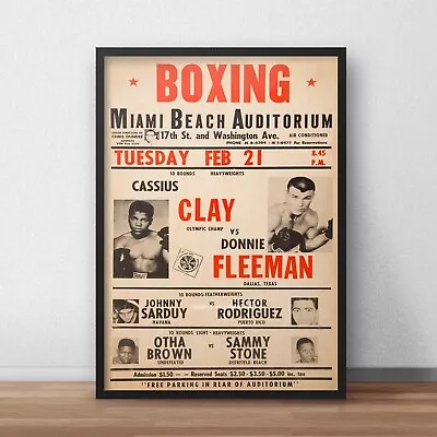 Clay Vs Fleeman Boxing Poster Muhammad Ali Fight Print Picture A3 A4 A5 • £4.99