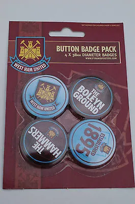 £1.50 • Buy West Ham Football Club - Pack Of 4 X 38mm Button Badges