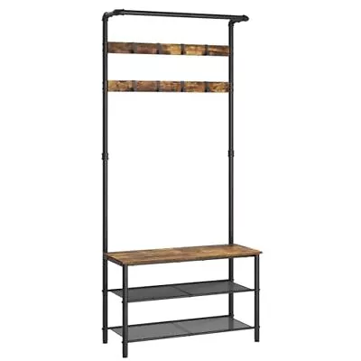 Coat Rack Hall Tree With Bench And Shoe Storage Entryway Bench With Hanging... • $70.90