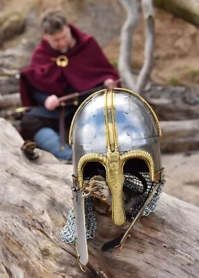 Medieval Viking Coppergate Helmet & Butted Aventail Reenactment Armour Costume • £159