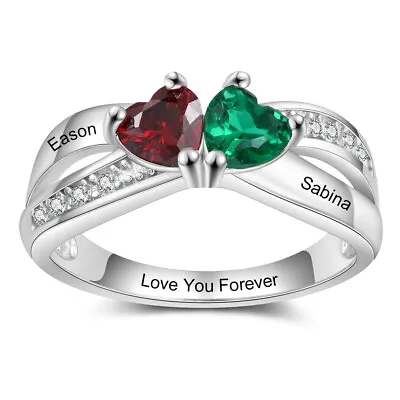 Christmas Gift Sterling Silver Women 2 Name Promise Ring Personalize For Her • $20.99