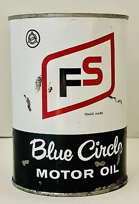 FS (Farm Supply) Blue Circle Motor Oil Quart Metal Can Chicago IL • $85