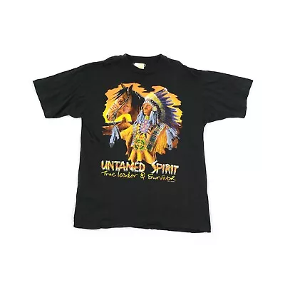 Vintage London Native American Graphic Single Stitch Black T Shirt L / XL Mens  • £13.90