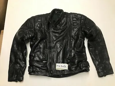Vintage Motorcycle Black Leather Jacket    Armpit/Armpit 20   (mc302) • $37.34