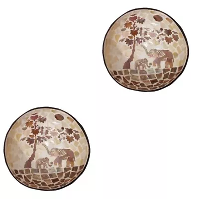  2 Pc Coconut Shell Dishes Key Storage Bowl Bling Decor Decorative • £16.75
