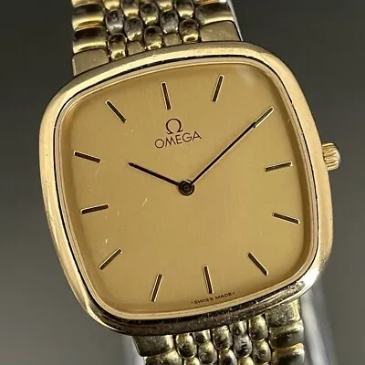 Omega Deville Watch Quartz 29mm Men's Gold Dial Square Vintage No Box From Japan • $647.27