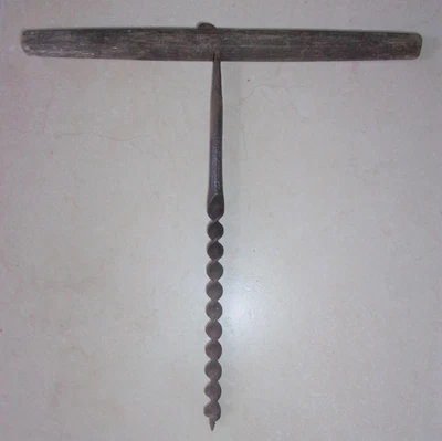 £19.99 • Buy Vintage F Simpson & Co T Bar Wood Handle Auger Hand Drill Tool- For Restoration