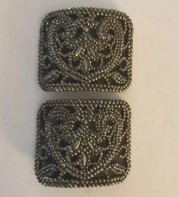 Antique Victorian Cut Steel Shoe Buckles  France • $25