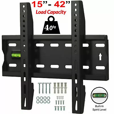 TV Wall Bracket Mount Slim Fixed For 15 21 24 30 32 37 42 Inch 3D LCD LED Plasma • £14.49