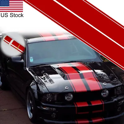 78.7''Red Hood Roof Rally Racing Stripe Decal Vinyl Sticker For Ford Mustang Etc • $23.99