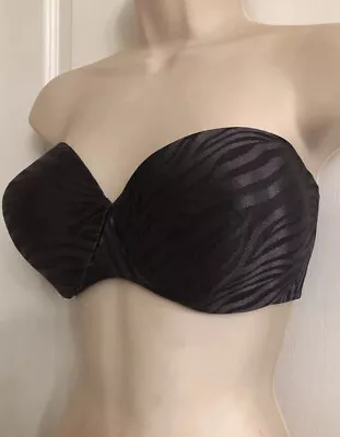 SWEET NOTHINGS By Maidenform Sz 38 D Dark Gray Zebra Print Strapless Bra O8145 L • $9.99