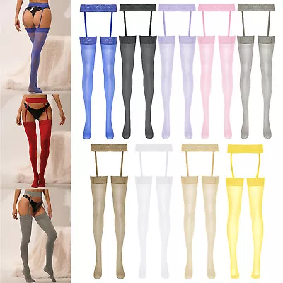 Women Sheer Suspender Pantyhose Thigh High Stockings Tights Garter Belt Lingerie • $4.32