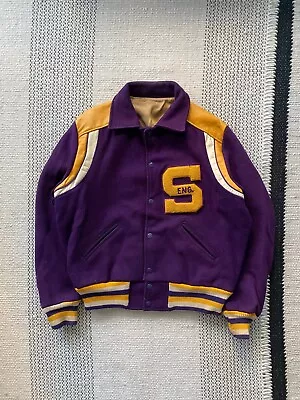 Vintage 1960s/1970s Purple And Gold Varsity Letterman Jacket - Size M/L • $0.72