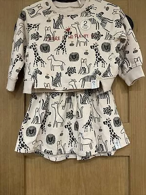 Brand New Next Baby Girl Beige Zoo Animals 2 Piece Outfit Size 1.5-2 Years • £15