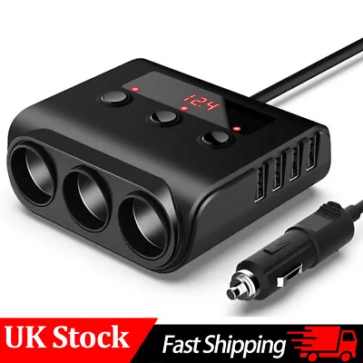 12V Car Cigarette Lighter Splitter Socket USB 3 Ways Plug Multi Charger Adapter • £8.58