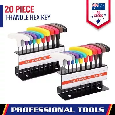 10/20pcs T Handle Hex Key Set Allen Keys Metric / SAE T Bar Wrench With Rack • $18.99