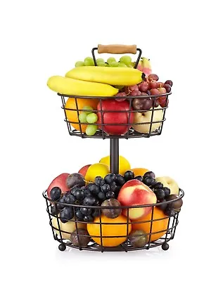 CONCORD Vegetable And Grocery Basket 2 Tier Fruit Countertop Rack (Matte Black) • $22.98