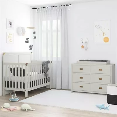 Baby Relax Miles 5-in-1 Convertible Crib In Graphite Grey • $401.99