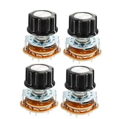 4pcs 2P6T 2 Pole 6 Throw 1Deck Band Channel Rotary Switch Selector With Knob • $15.94