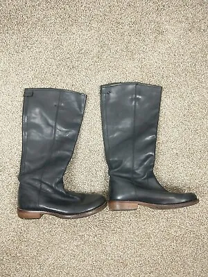 Kickers Boots Womens 38 Black Tall Leather Shoes • $20