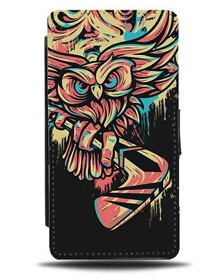 Colourful Hockey Owl Flip Wallet Phone Case Stick Player Ice Owls Bird E516 • £19.99