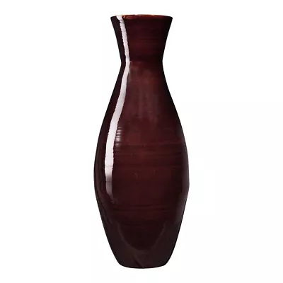 Handcrafted 20 In Tall Brown Bamboo Vase Decorative Classic Floor Vase • $33.19