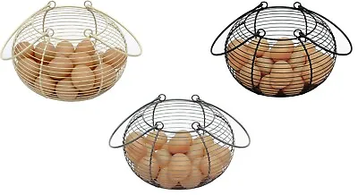 Egg Basket Wire Eggs Holder Helter Skelter With Handle Fruits Vegetable Display • £18.99