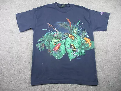 Vintage Habitat Shirt Adult L Blue Short Sleeve Single Stitch Wrap Around Frog • $29.25