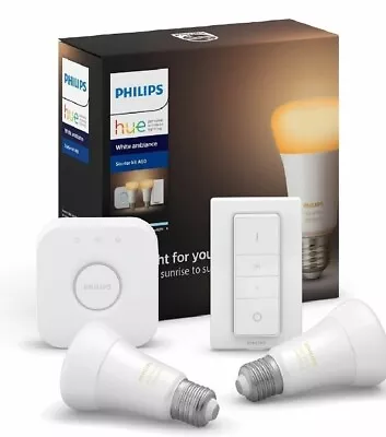 Philips Hue White Ambiance Starter Kit | 2x Bulbs | Bridge | Dimmer E27 • $125