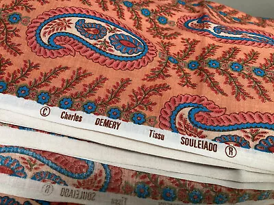 Vintage Charles Demery “Tissu Souleiado” French Paisley Fabric 4.75+ Yards • $150