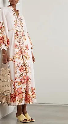ZIMMERMANN Vacay Billow Belted Floral-print Linen Maxi Dress Size 1  • £475